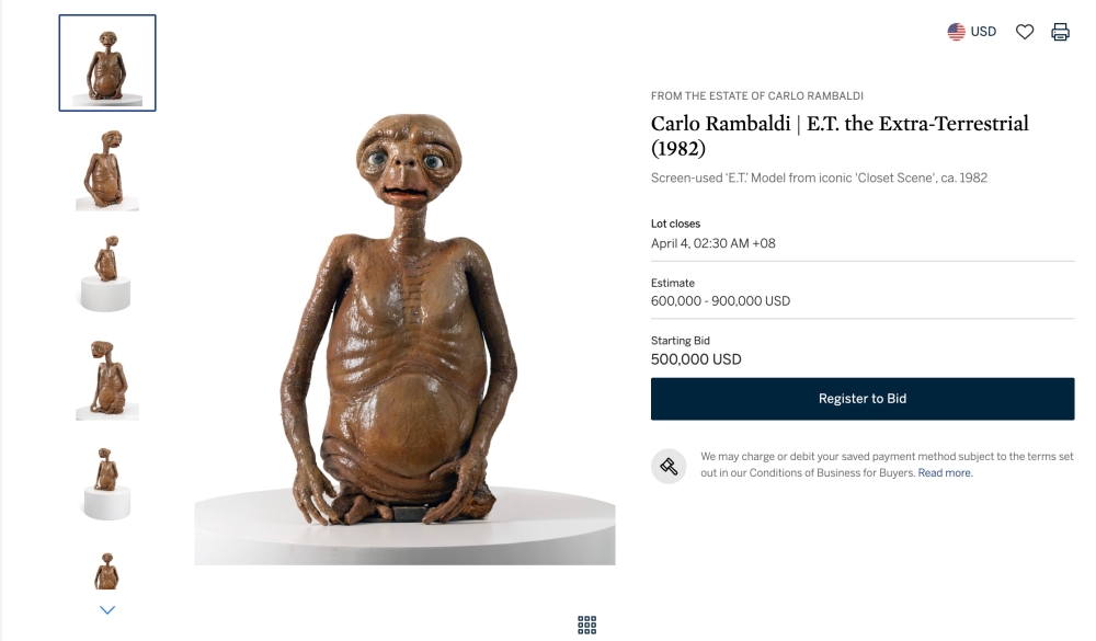 ‘ET’ model on auction block in NY, could fetch US$900,000