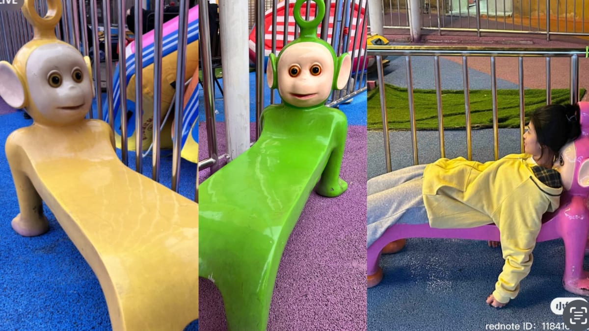 Amusement Park In China Has Weird-Looking Teletubbies For Benches