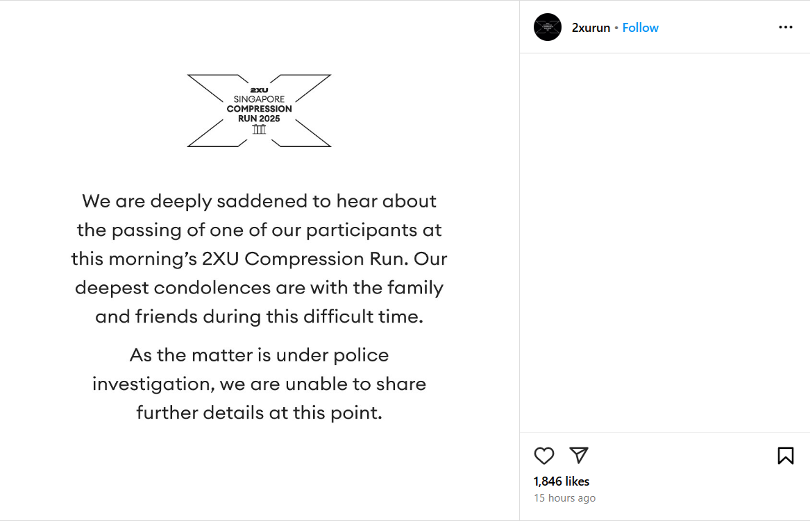 23-Year-Old Runner Dies During 2XU Compression Run in Singapore, Marking Second Fatality in Event’s History