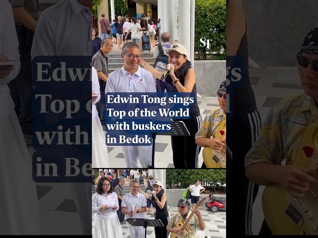 Edwin Tong sings Top of the World with buskers in Bedok | GE2025