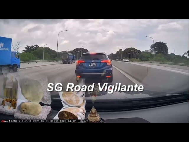 sle camcar tailgating front vehicle on lane worry abt getting into an accident