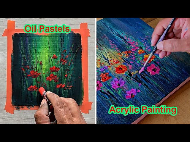 2 Different Mediums / 2 Different Results / Oil Pastel & Acrylic Painting Technique