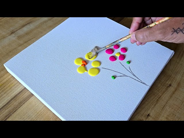 Easy Acrylic Painting Technique  / Abstract Flower Vase / For Beginners