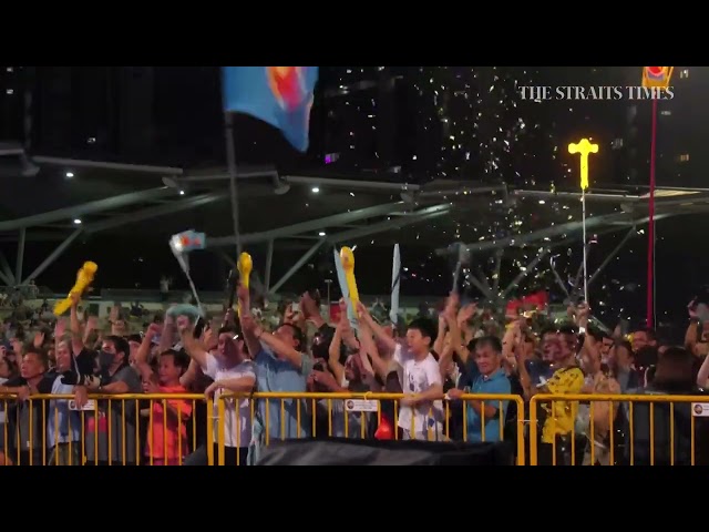 WP leads in sample count for Sengkang GRC, Workers' Party supporters cheering