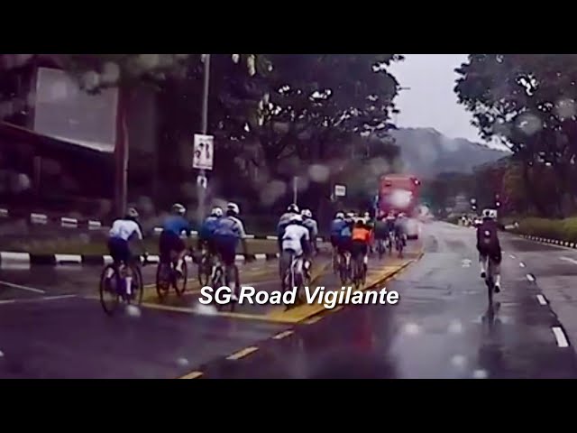 Upper Bukit Timah Road fail to conform to max group cyclist size fail to keep to the left