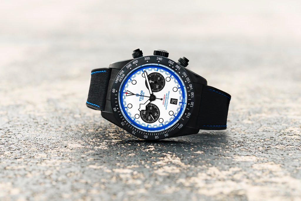 The Tudor Black Bay Chrono Carbon 25 is a sporty watch made for F1