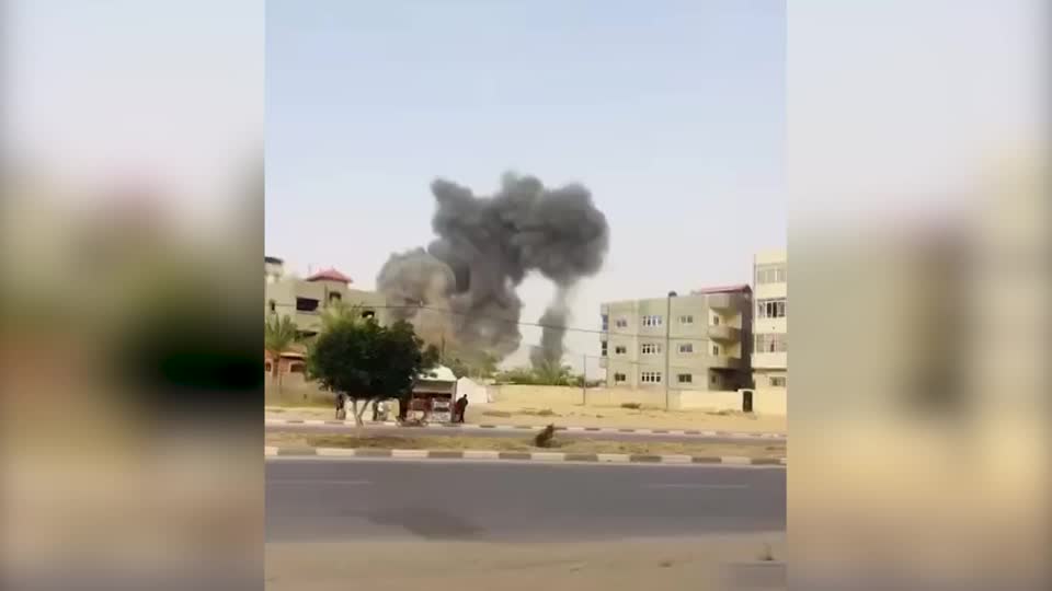Explosions seen near european hospital in Gaza's khan younis