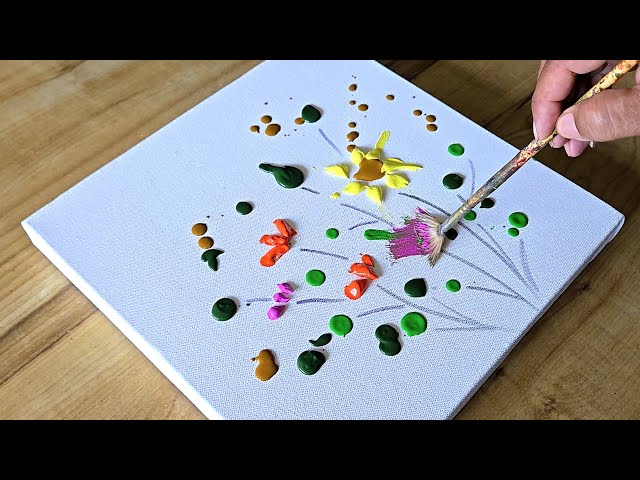 Watch This Flower Garden Bloom in Minutes / Acrylic Painting Technique / Step By Step