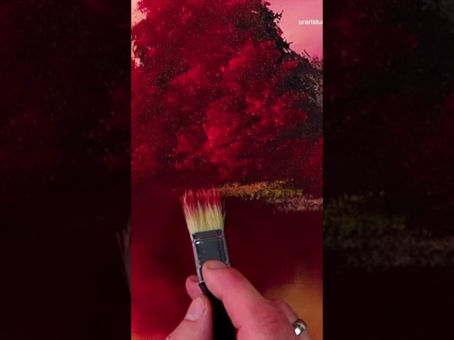 How to paint brilliant trees and the sky acrylic painting technique #art #beginnerarttips #art