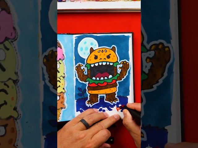 Sketchbook challenge: food monster 👹 🍔 #artforkidshub #howtodraw