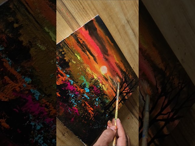Painting That Feels Like a Dream! #sunsetart #shorts #acrylicpainting #satisfyingart