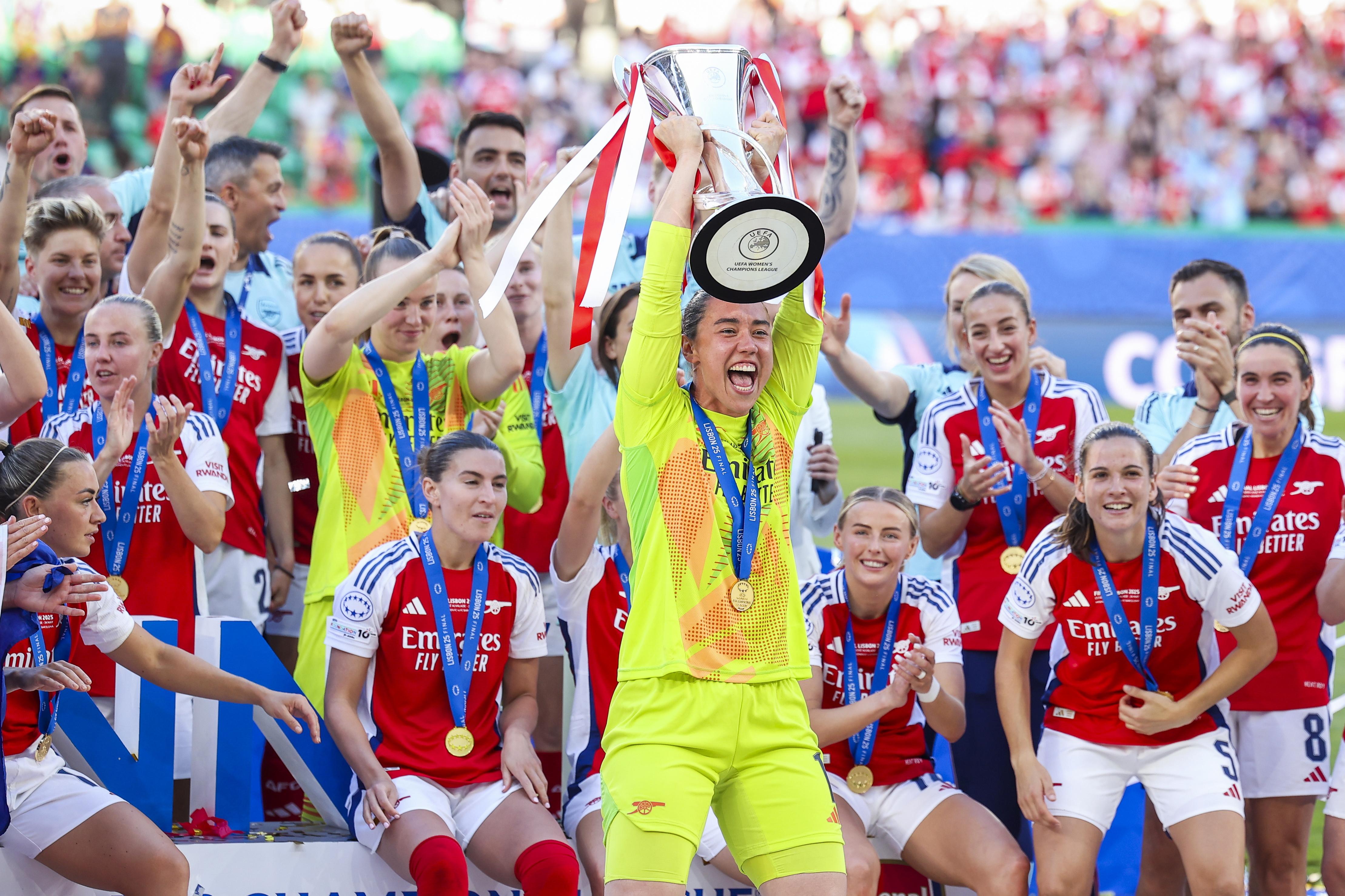 Arsenal stun Barca to win Women’s Champions League title, with late Stina Blackstenius goal