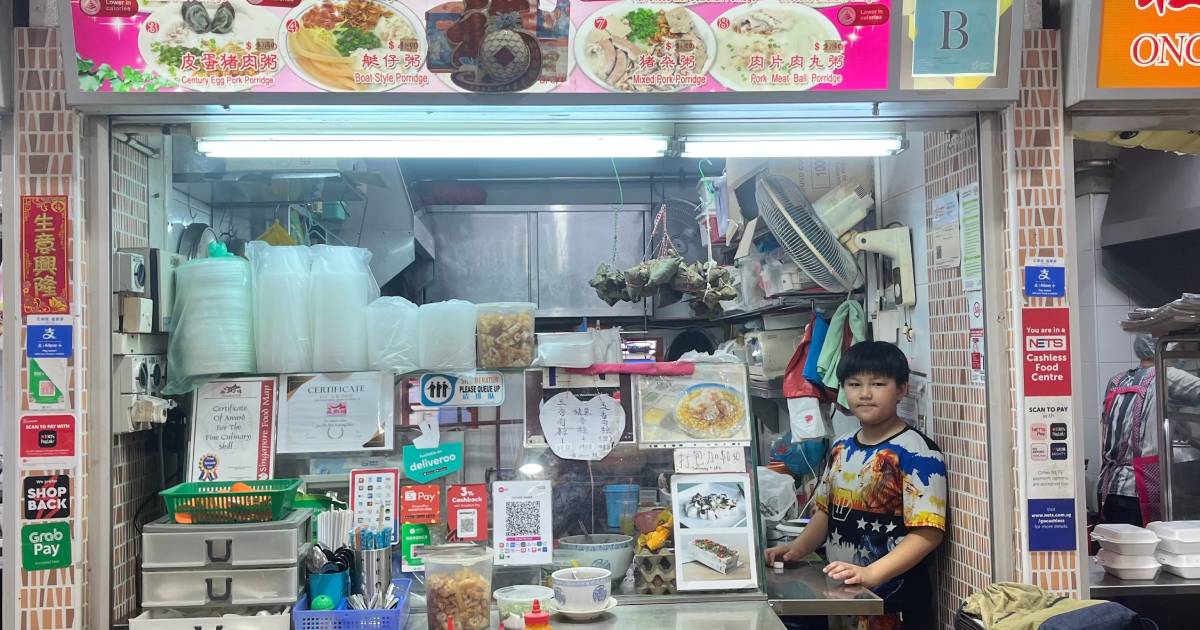 'I can peel 3 to 5 eggs in a minute': 12-year-old boy helps out at grandma's porridge stall in Holland Drive Food Centre