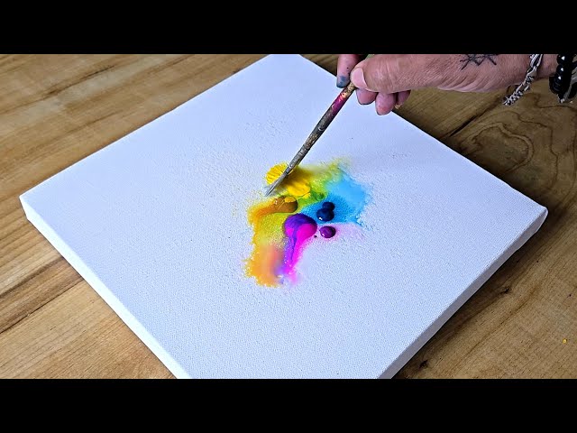 Painting rainbow forest / Watercolor effect with fluid acrylics / Easy for beginners