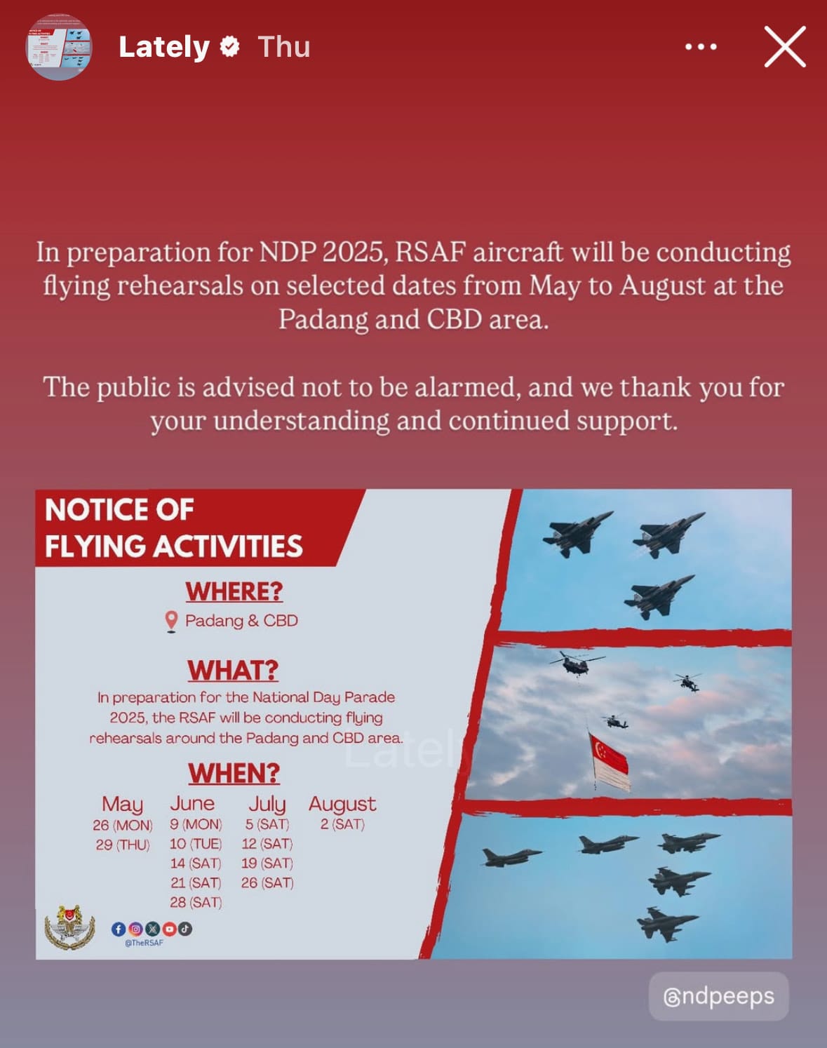 Plane Escorted By 5 Fighter Jets Spotted Flying Over Tengah, Said To Be Part Of SG60 Rehearsal