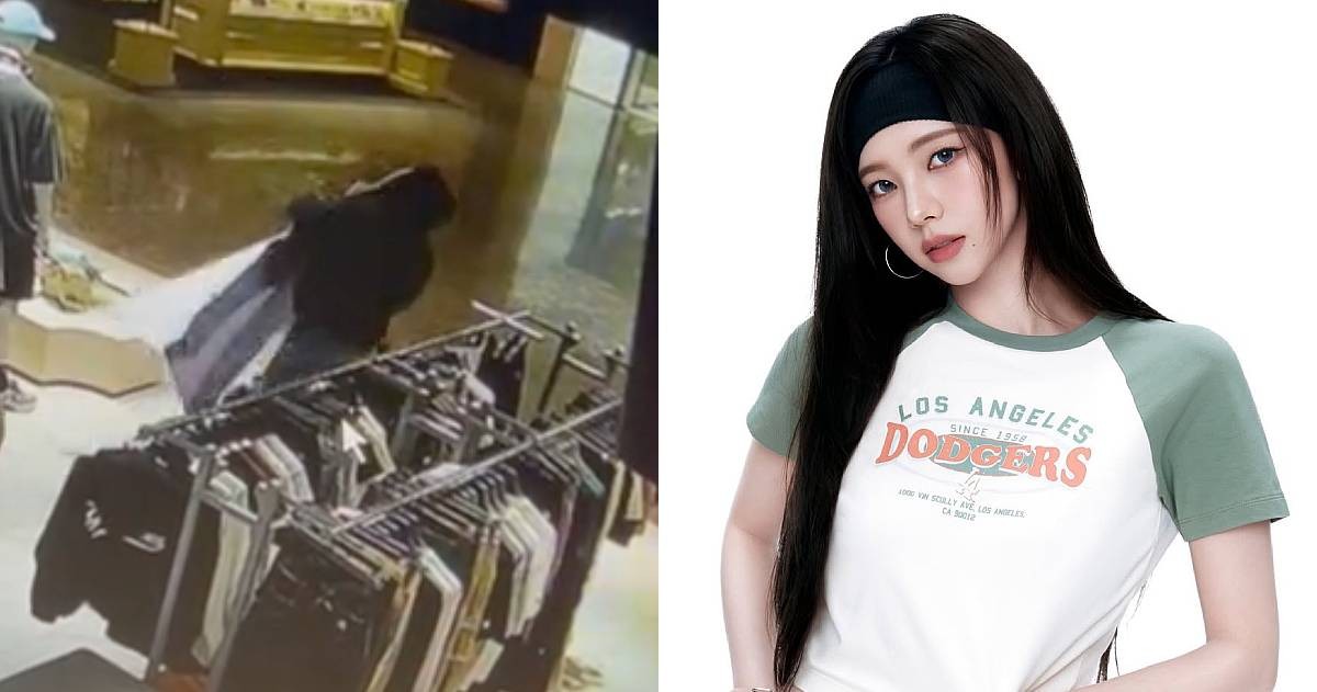 CCTV footage of man stealing standee of Aespa's Karina in Malaysia tickles netizens