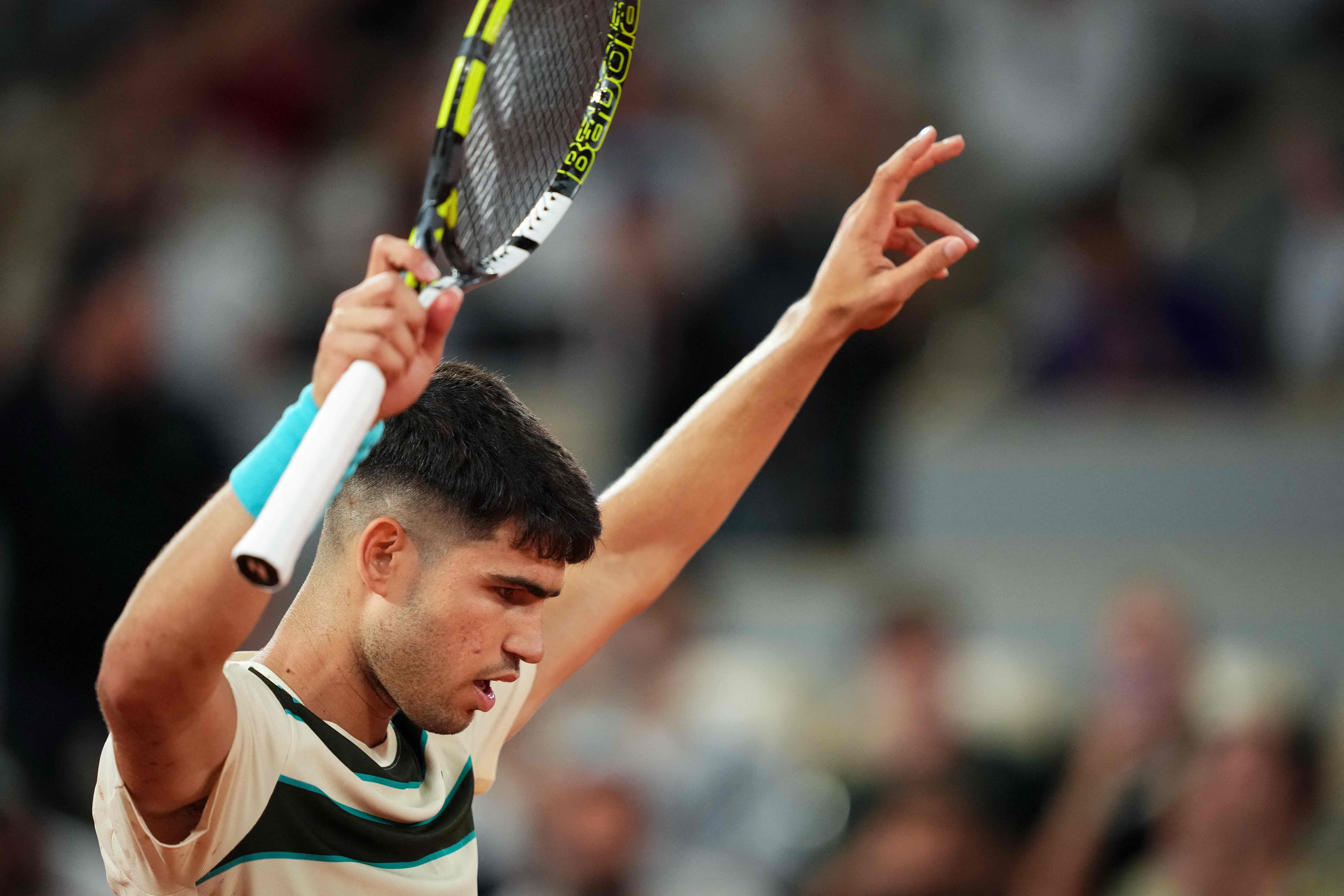 Carlos Alcaraz wobbles but reaches French Open last 16