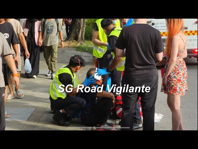 geylang road cyclist ignoring red light signal get hit by tesla model y