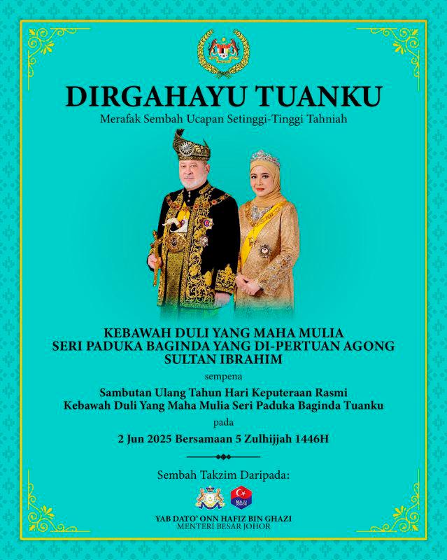Menteris Besar, Chief Ministers congratulate King on His Majesty’s official birthday