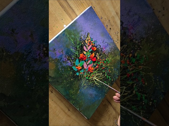 Rate this floral abstract 1 to 10 🎨🌸 #acrylicpainting #art #shorts #viralart
