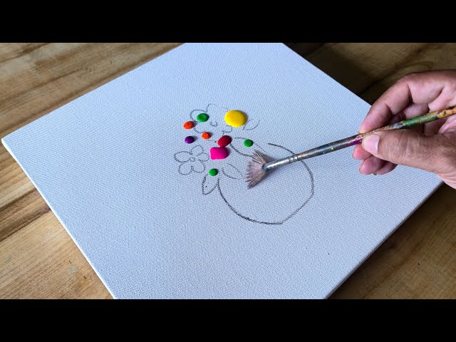 Flower Pot / Acrylic Painting Technique / Using Fan Brush