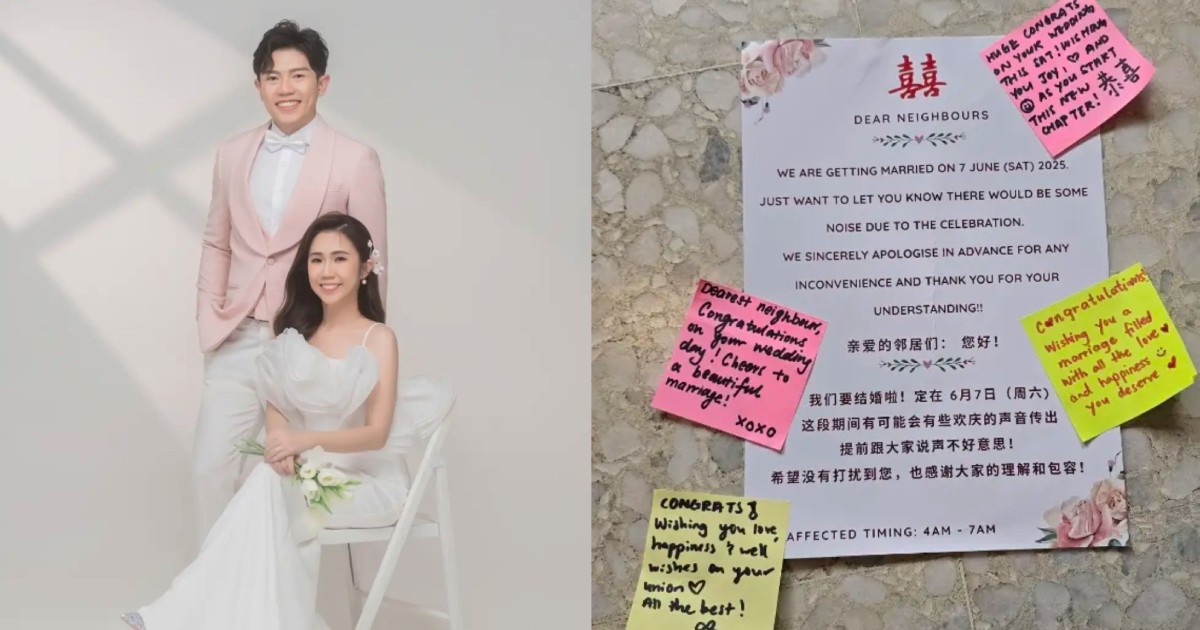 'Modern kampung spirit': Neighbours leave heartfelt notes on newly-weds' apology notice for wedding 'gatecrash' noise