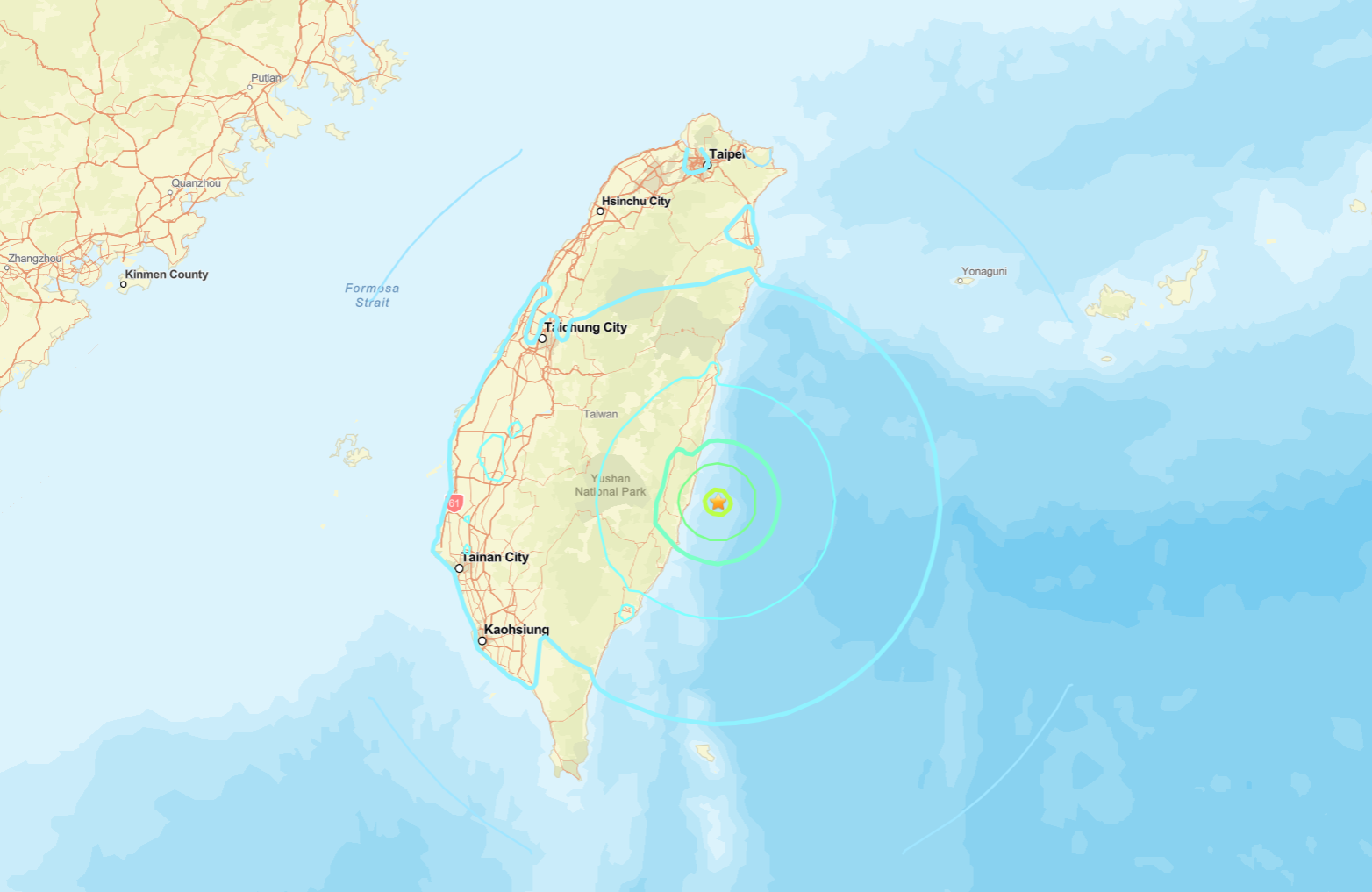 5.9-magnitude quake off the east coast rattles Taiwan: US  Geological Survey