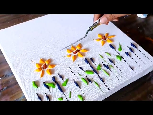 Sunflower Field / Acrylic Painting Technique / Palette Knife Impasto Painting