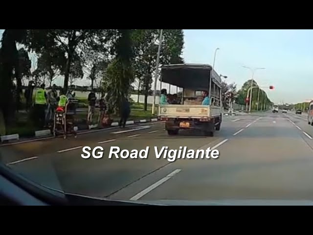 Tuas Ave & South Ave lorry carrying workers overturned on lane