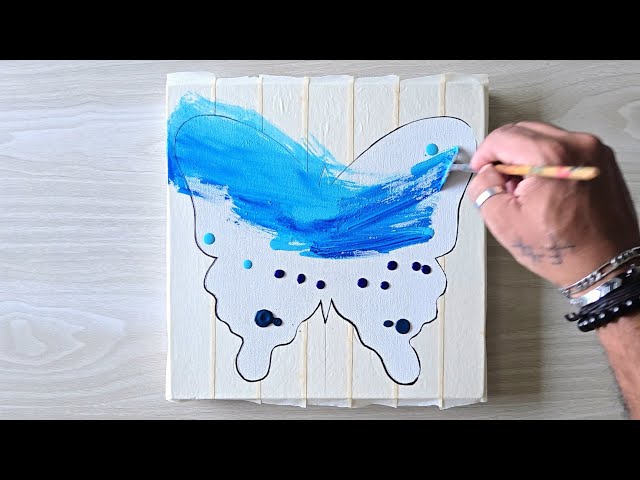 Painting Butterfly Flowers / Masking Tape Satisfying / Acrylic Painting Technique
