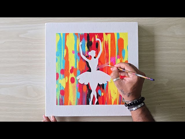 Painting A Ballerina / Easy Acrylic Painting Technique / How To Masking Tape Stencil