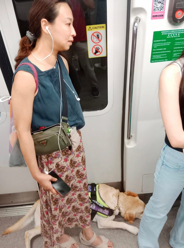 Opposition GE Candidate's Selfie With Visually Impaired Woman & Guide Dog On MRT Sparks Debate Online