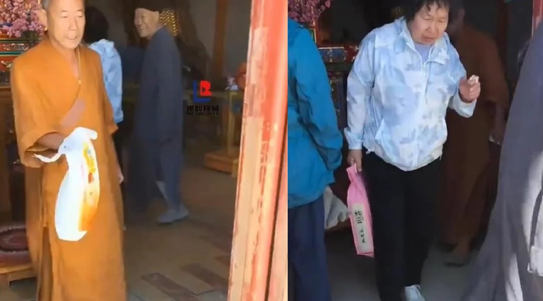 “一袋米就想许愿？” 寺庙僧人赶香客