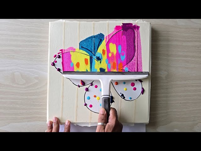 Easy Acrylic Painting Technique / Using Window Wiper / How To Cut Masking Tape Stencil