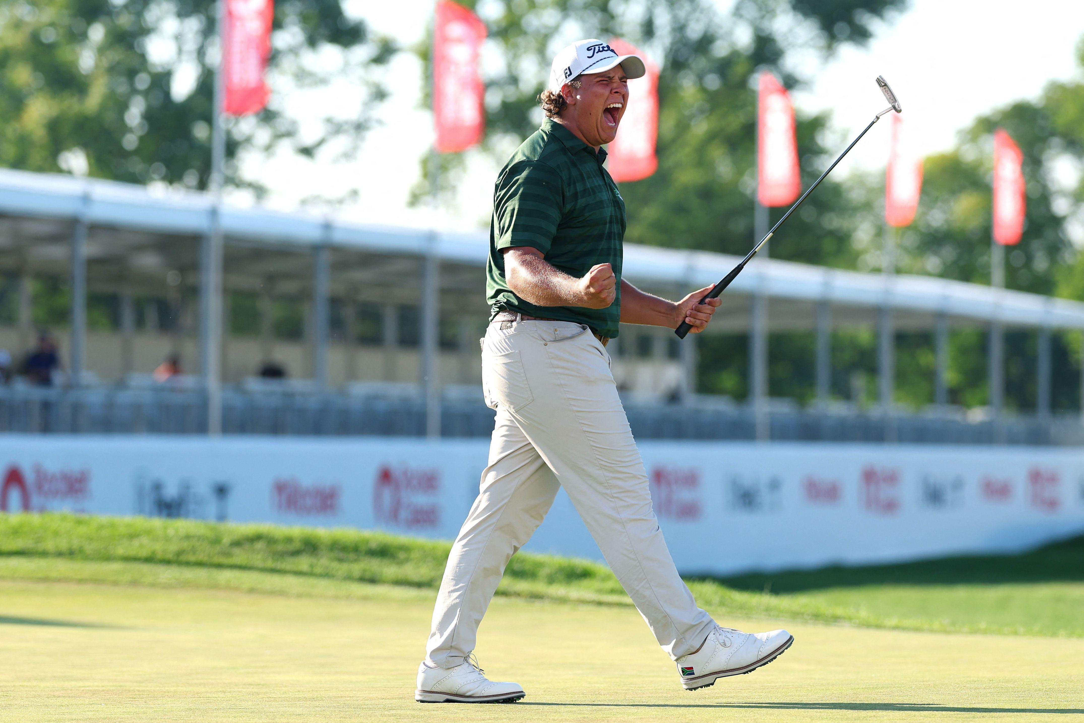 South African Aldrich Potgieter wins play-off on fifth hole for Rocket Classic title