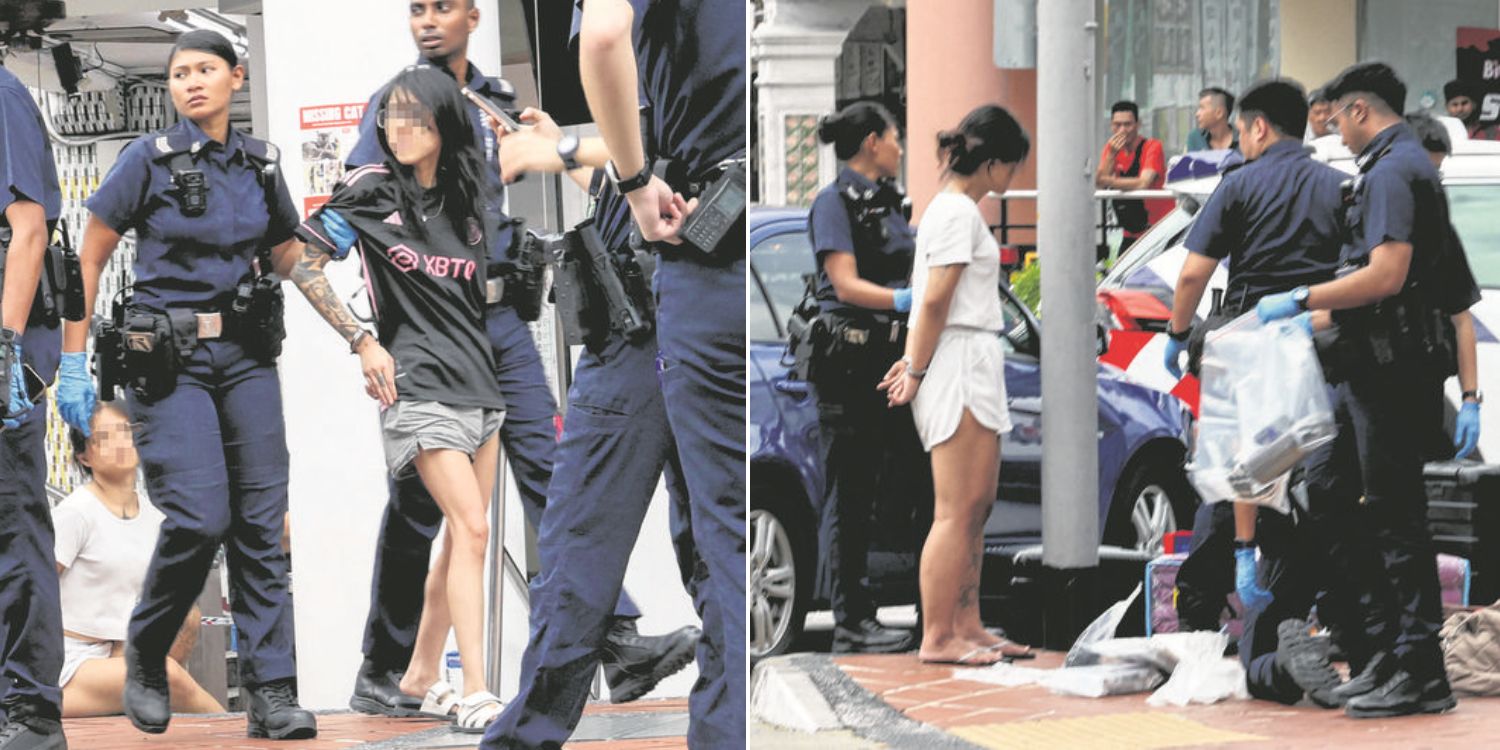 1 Man & 2 women arrested for drug offences in jalan besar, woman tries to flee in car