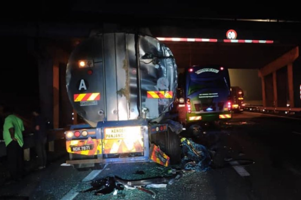 Fatal crash near Ayer Hitam leaves two dead, 16 hurt after tour bus slams into two lorries