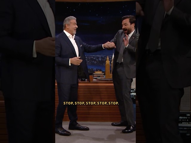 #SylvesterStallone shows Jimmy how to deliver a *fake* punch! #FallonFlashback
