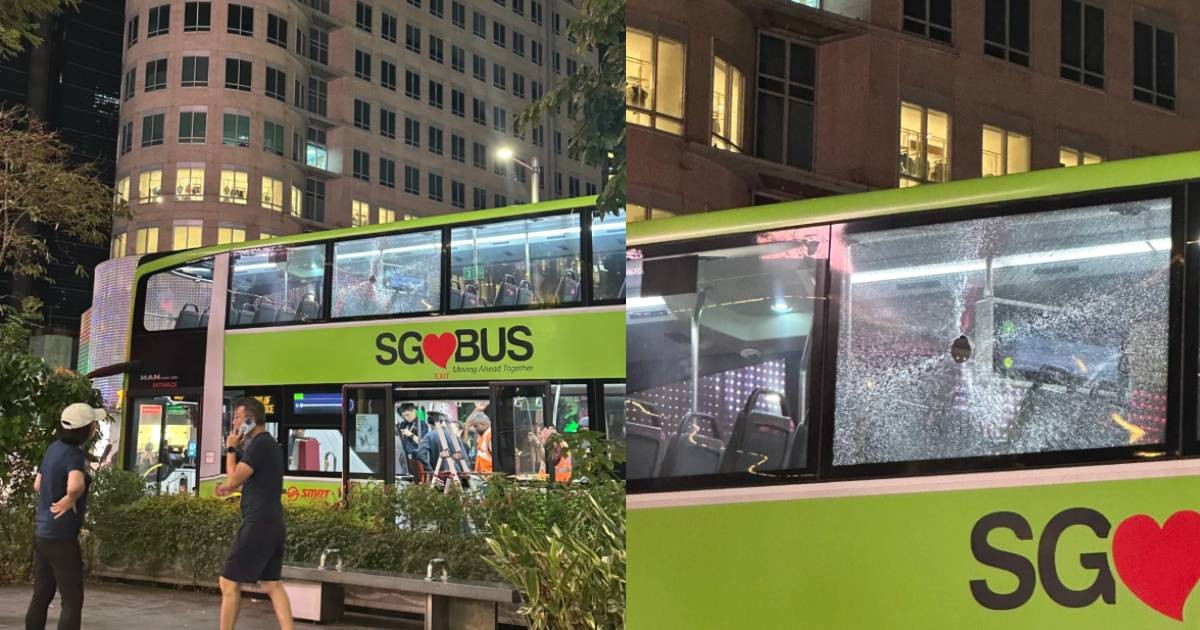 Woman injured on SMRT bus after bottle thrown at vehicle shatters window