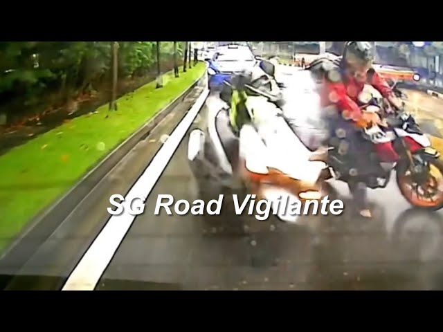 motorcyclists crash when camcar ebrake to avoid tower transit bus