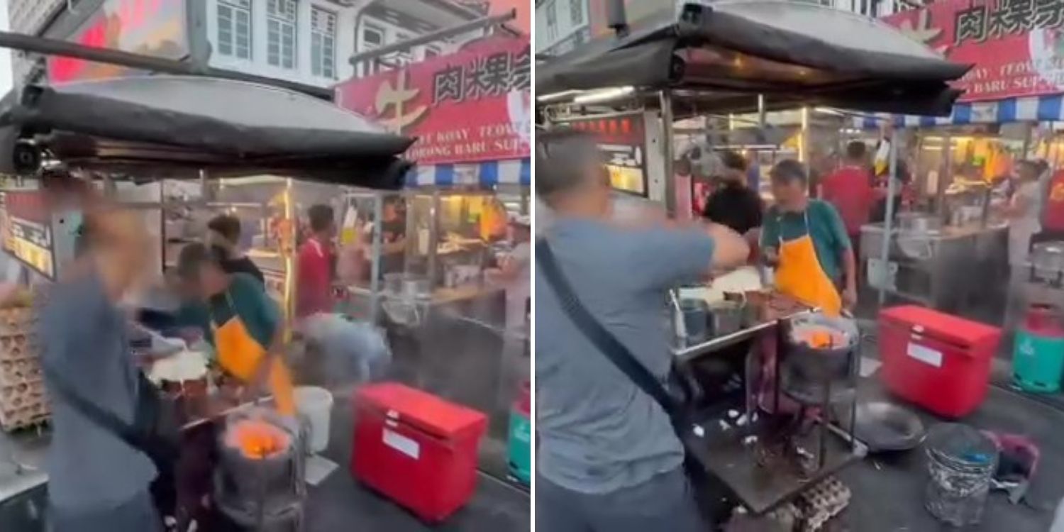 Man in penang flips char kway teow Hawker’s wok after allegedly getting ignored by stallholder
