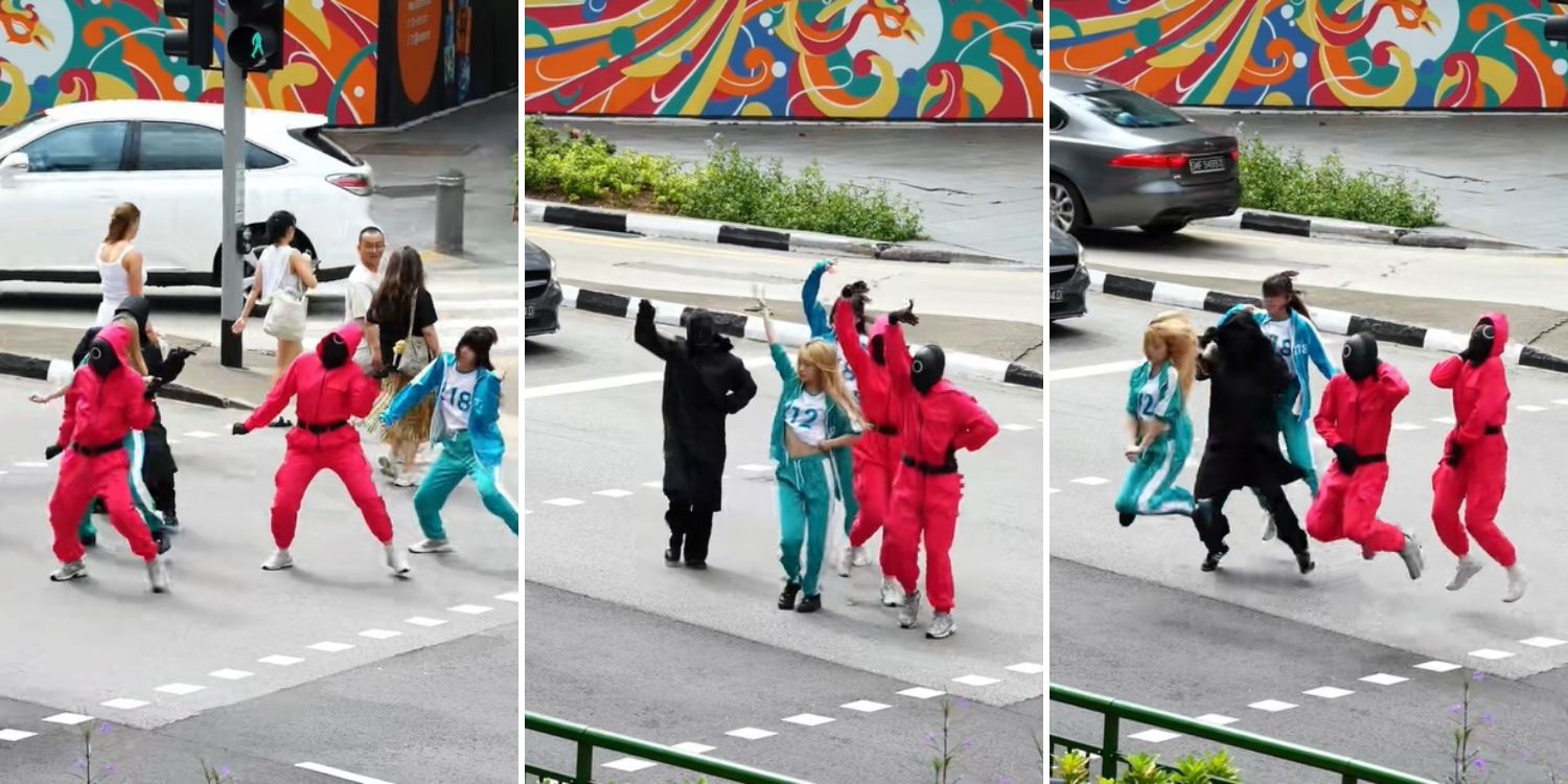 Squid game ’characters‘ spotted dancing to Katseye’s ‘gnarly’ while crossing road in orchard