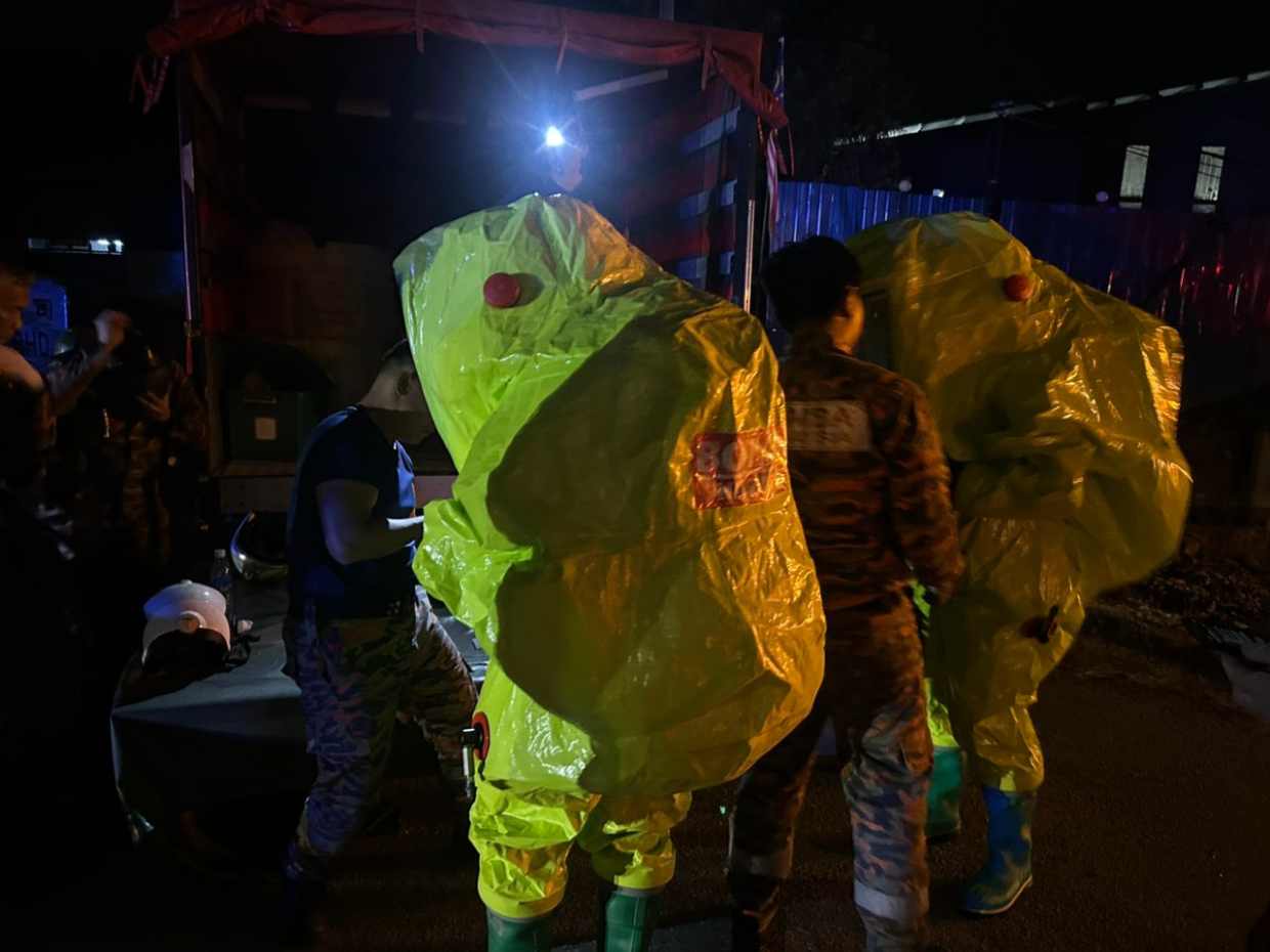Road accident in Sabak Bernam causes chemical spill