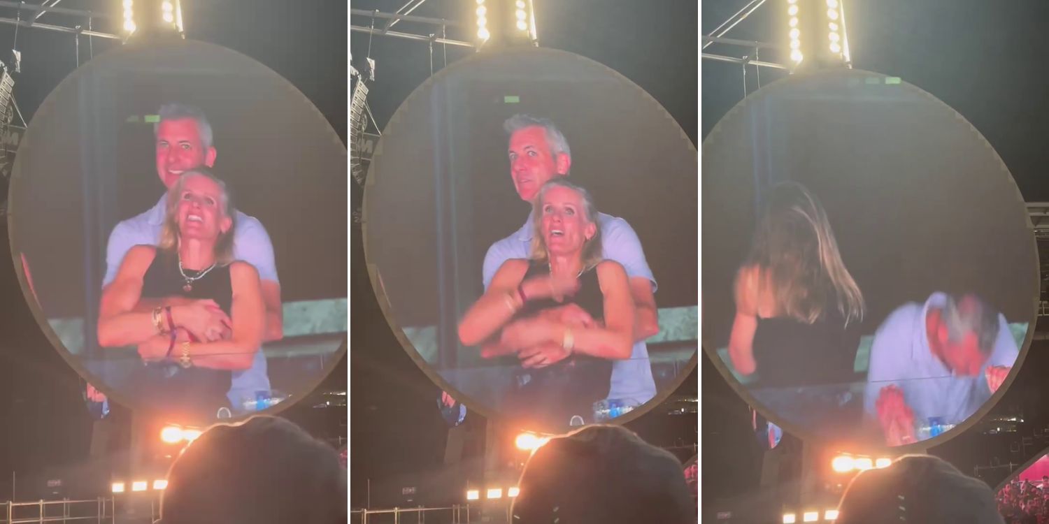 Coldplay concert kiss cam turns to US company CEO hugging HR lead, they quickly turn & hide
