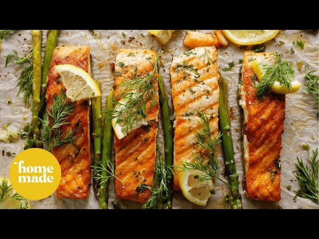 Herbed Salmon with Asparagus & Spiced Fries EDITED