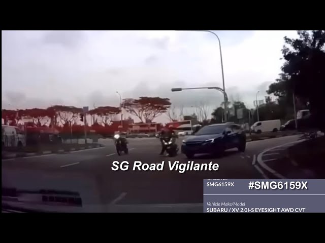 tampines subaru xvfail to give way and turned wide hit motorcyclist