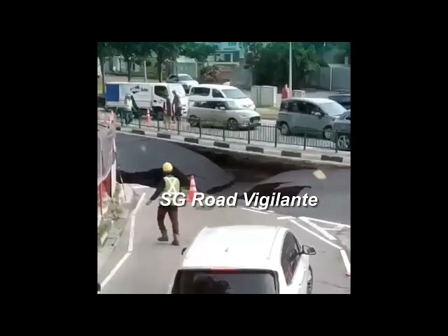 tanjong katong road south freshly paved road collapsed
