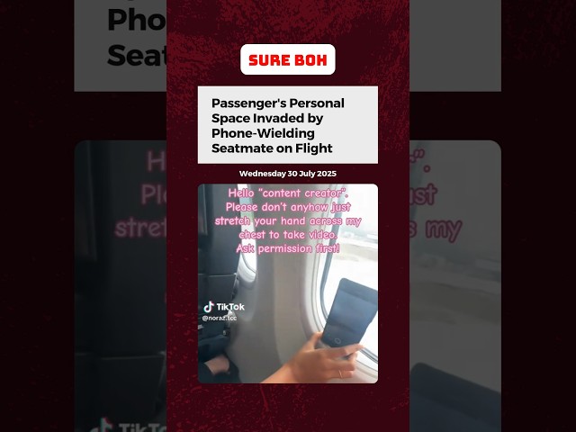 Passenger's Personal Space Invaded by Phone-Wielding Seatmate on Flight