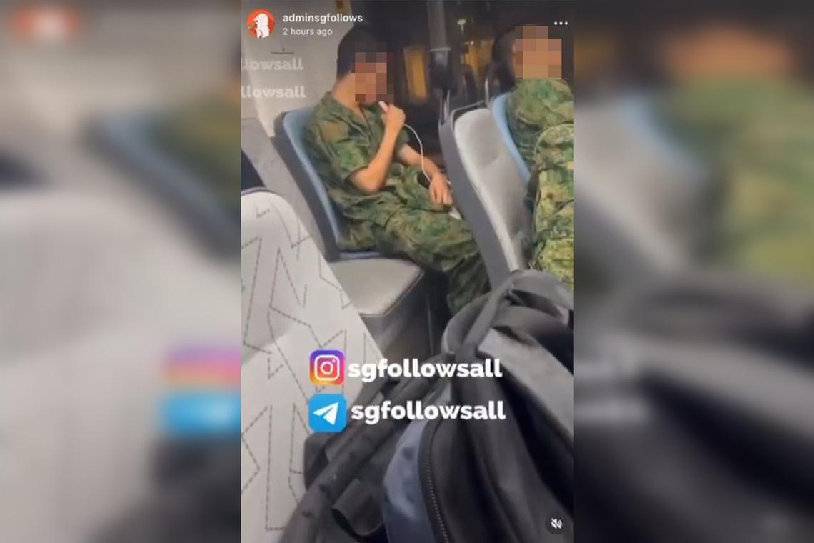 Man in SAF custody after allegedly vaping on bus while in army uniform
