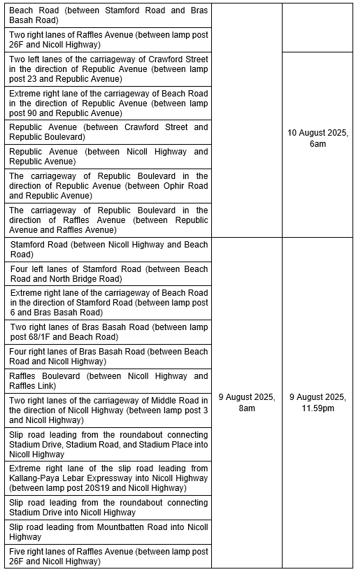 Security And Traffic Arrangements For National Day Parade 2025